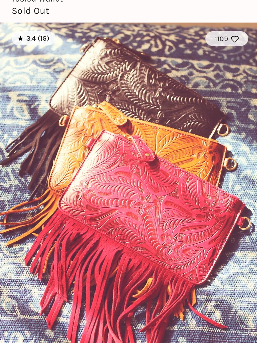 Free People Tooled Fringe Clutch/Wallet